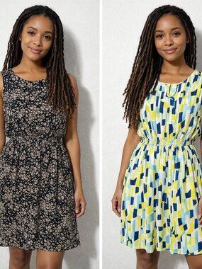 2 PC LOT Drunken Tango Smocked Popover Skater Style Sundress